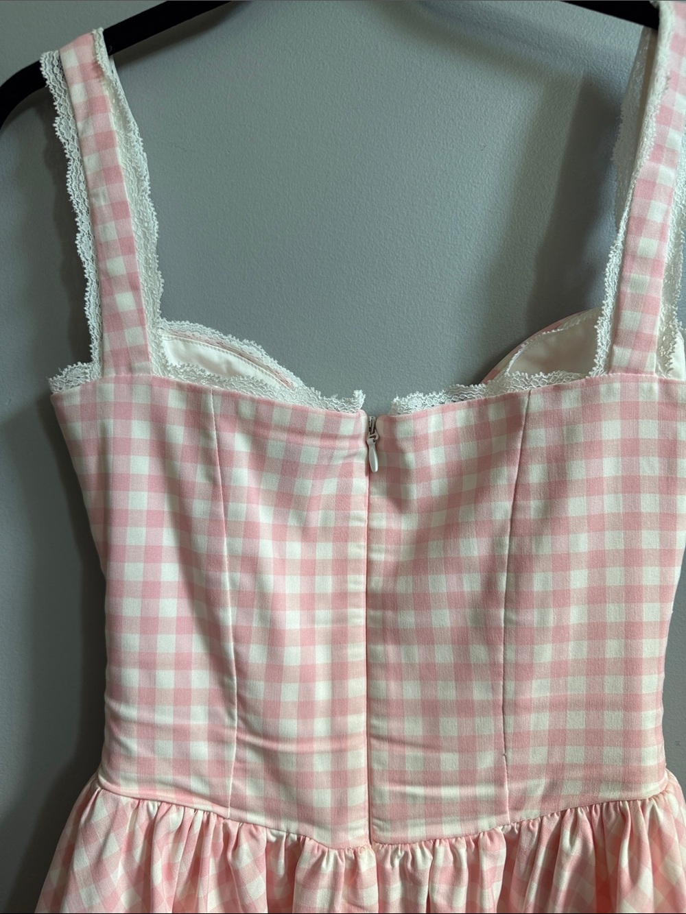 Pink Gingham Fit-and-Flare Mini Dress - Picture 7 of 7